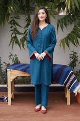 AISLING - 2PC DHANAK EMBROIDERED SHIRT AND TROUSER - HZG2394